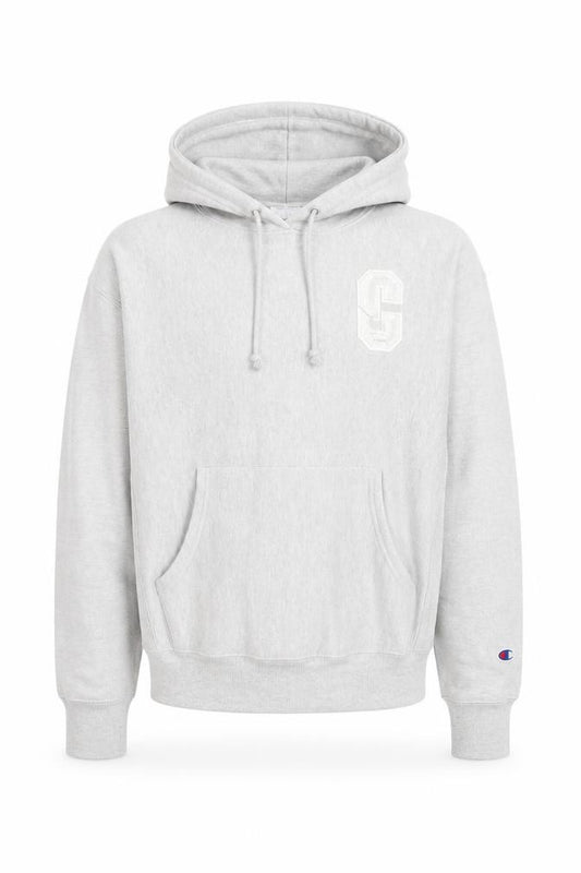 Champion Mens Grey Pullover Hoodie L Reverse Weave Embroidered Logo