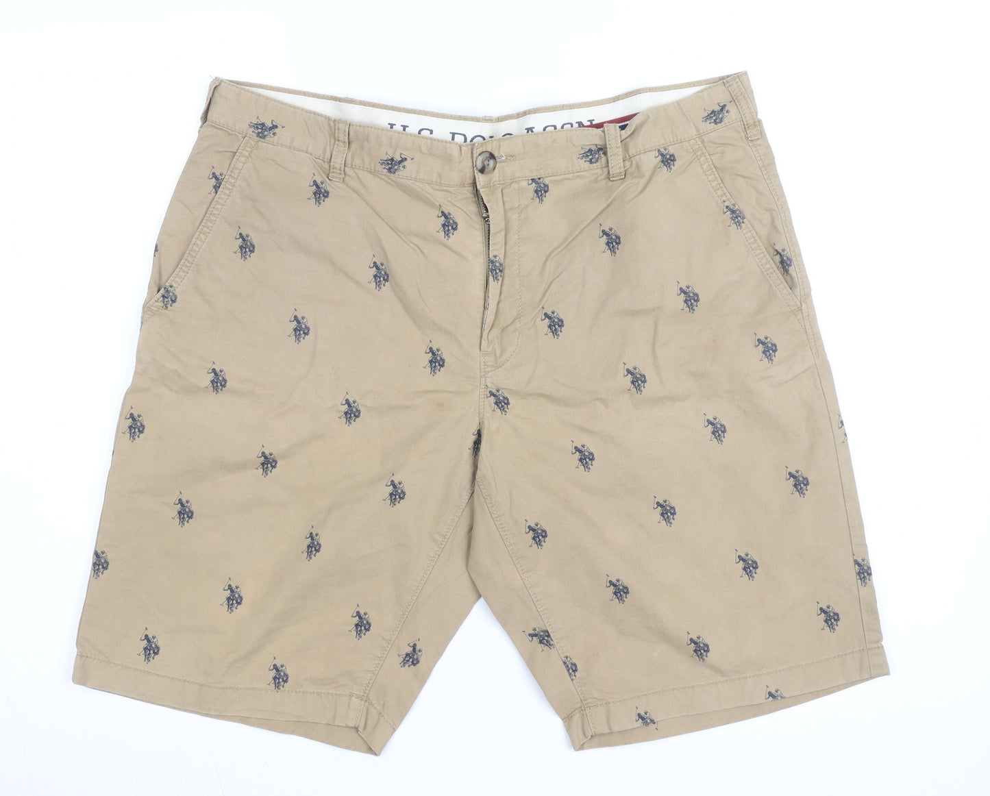 U.S. Polo Assn. Men's Beige Chino Shorts Size 36 Embroidered Polo Logo