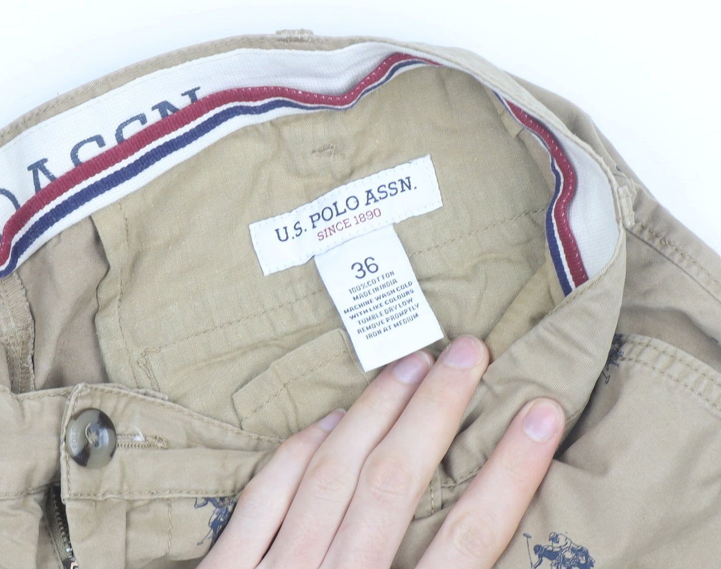 U.S. Polo Assn. Men's Beige Chino Shorts Size 36 Embroidered Polo Logo