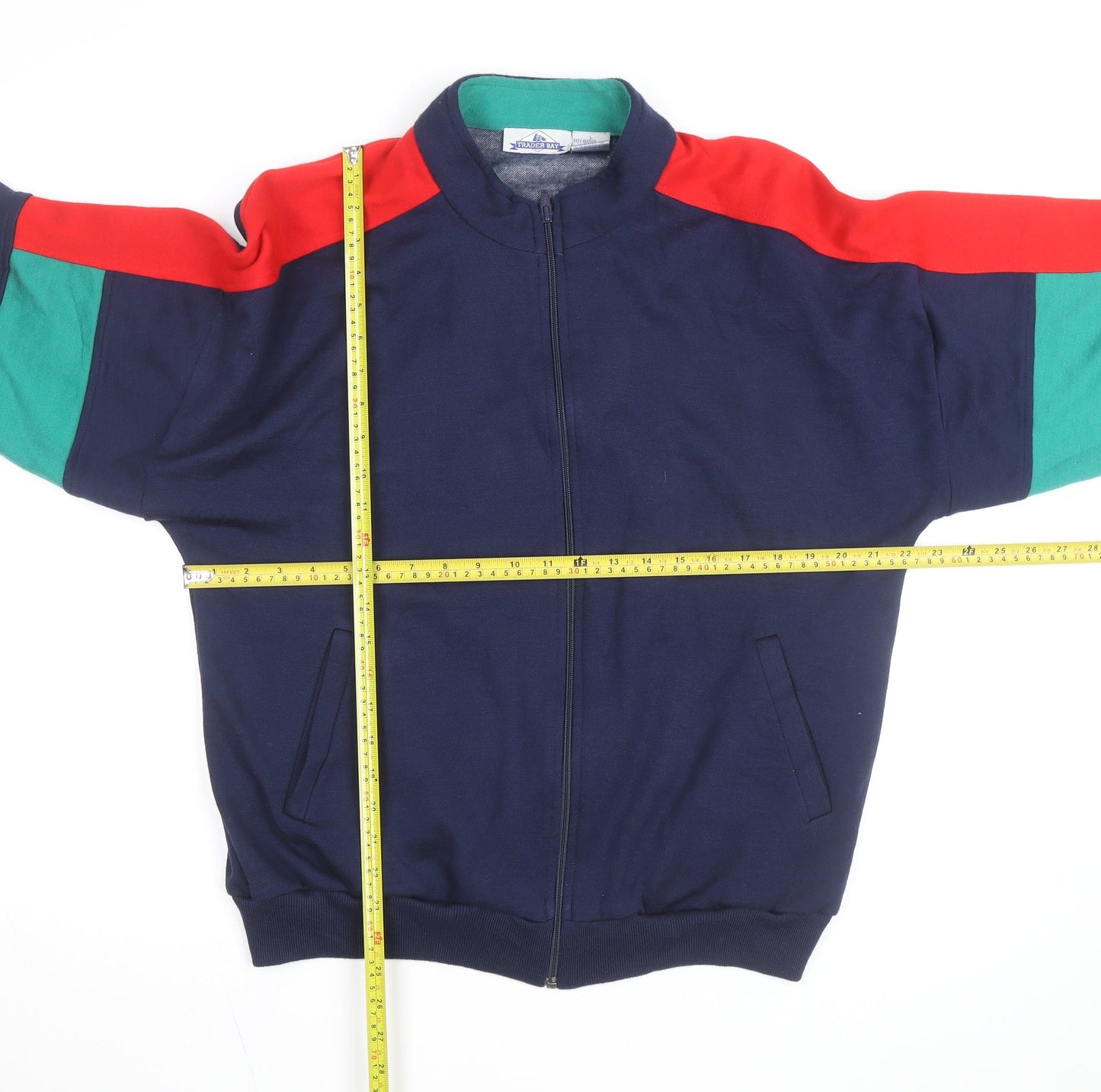 Trader Bay Men's Multicoloured Full Zip Sweatshirt L Retro 90s Style
