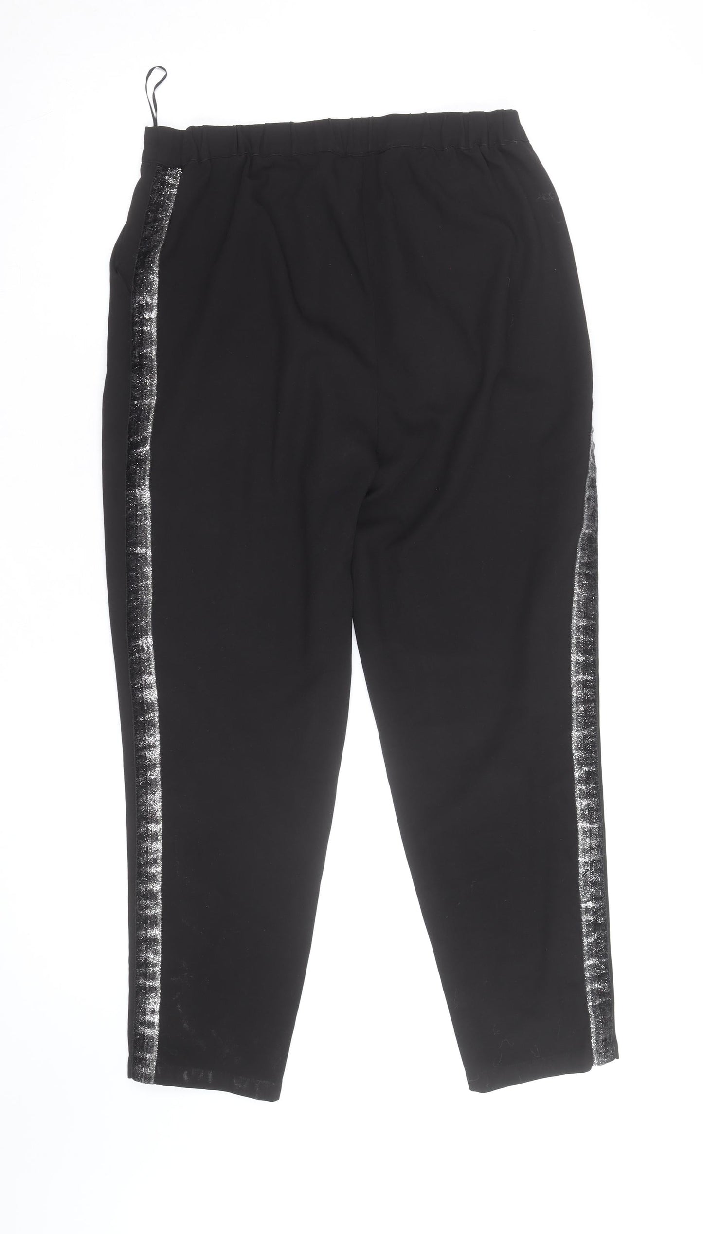 Oasis Women Black Size 8 Tapered Sequin Trim Trousers