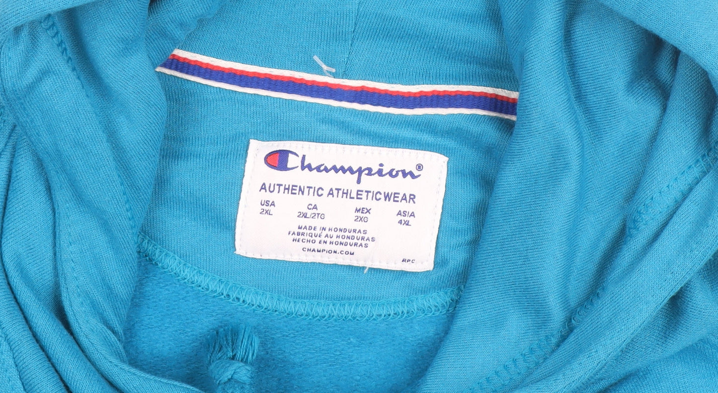 Champion Men’s Blue Pullover Hoodie 2XL Logo Fleece Sweatshirt