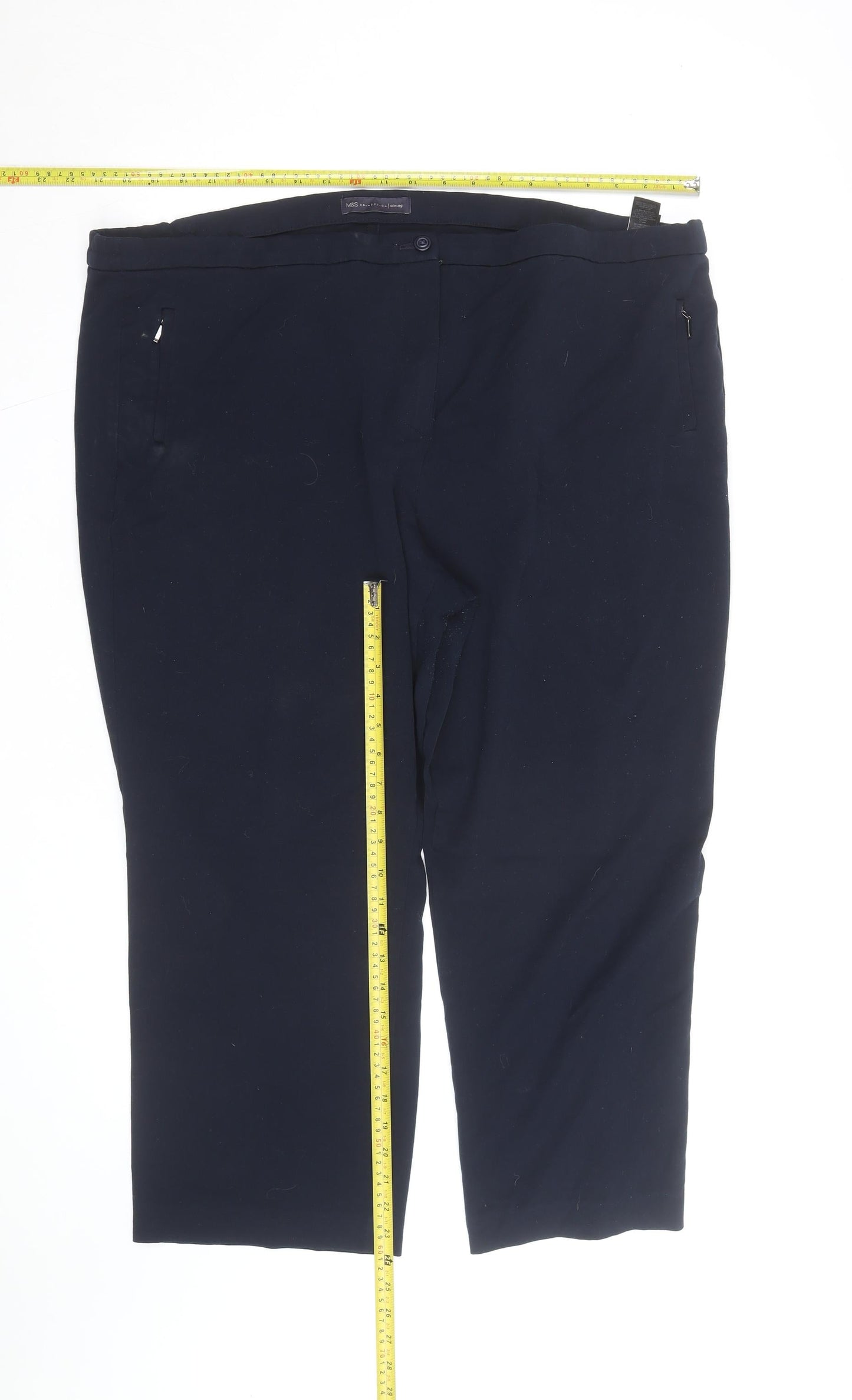 Marks and Spencer Women's Navy Plus Size 22 Stretch Trousers