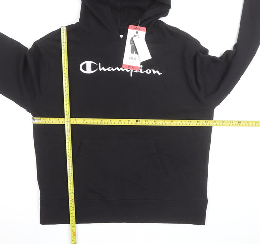 Champion Men's Black Medium Pullover Hoodie with Logo Front