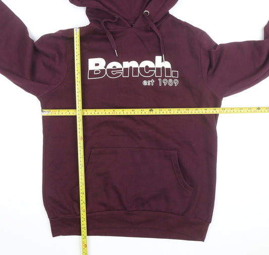 Bench Men's Purple Pullover Hoodie M Regular Fit Logo Fleece