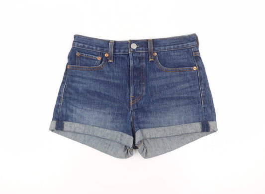 Levi's Women's Blue Denim High Rise Hot Pants Shorts W28 UK 10