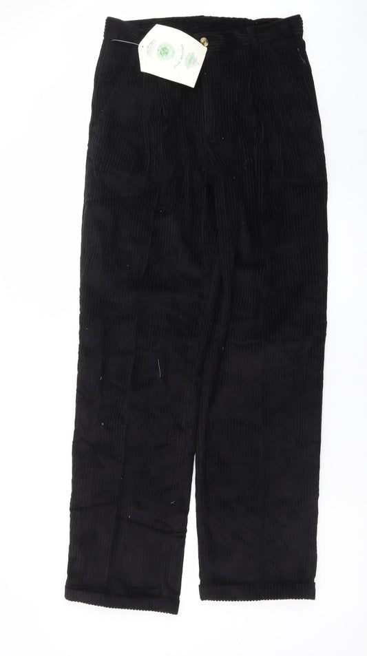 Club Montana Men's Black Corduroy Trousers Size 32 Regular Fit