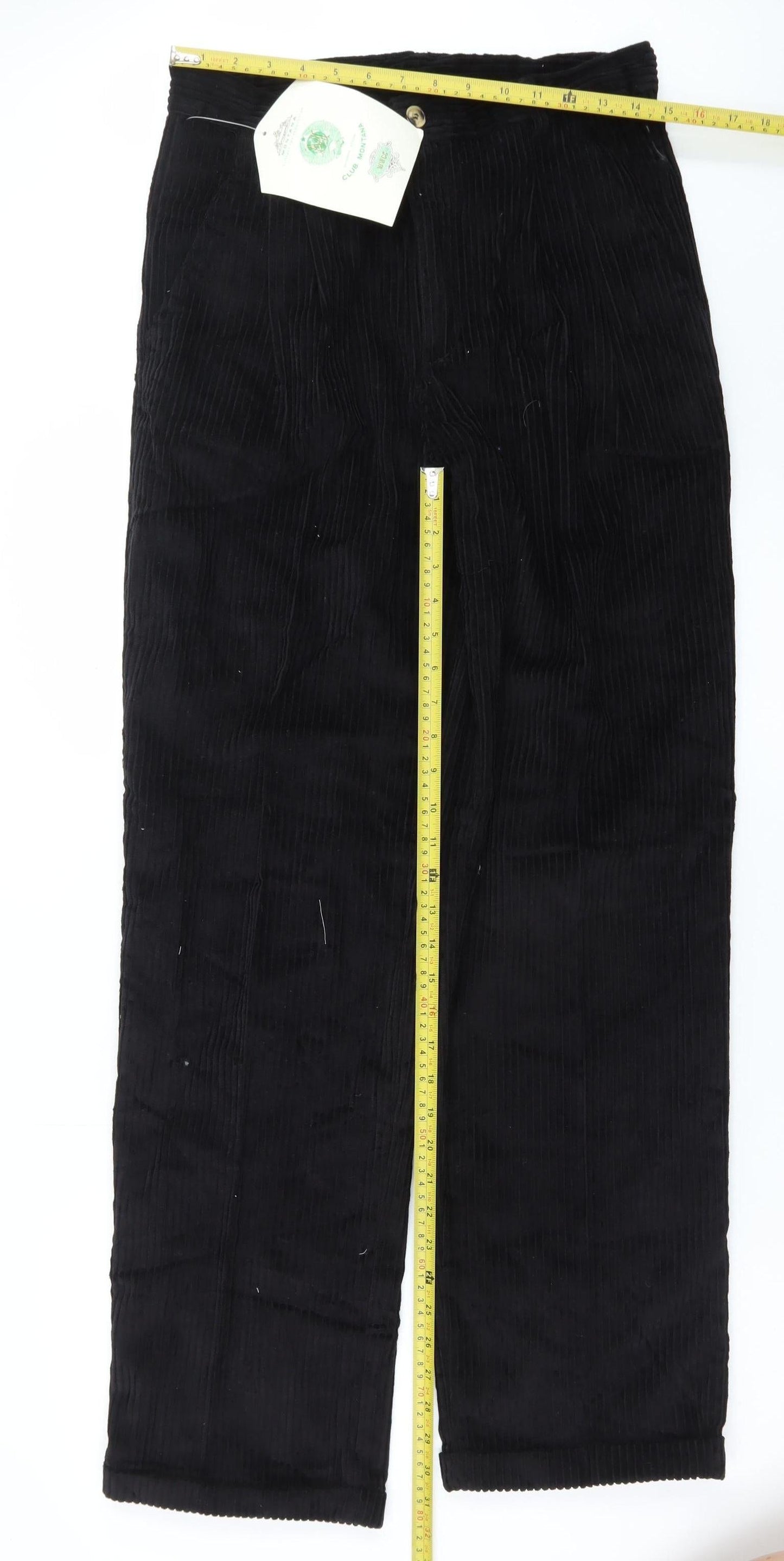 Club Montana Men's Black Corduroy Trousers Size 32 Regular Fit