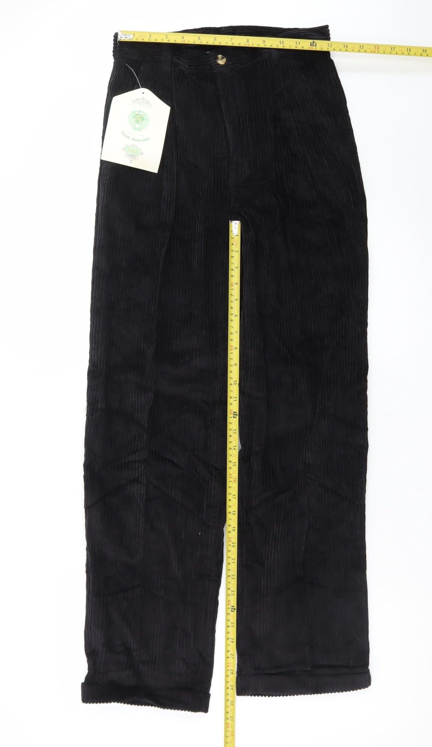 Club Montana Men’s Black Corduroy Trousers Size 30/31 Regular Fit