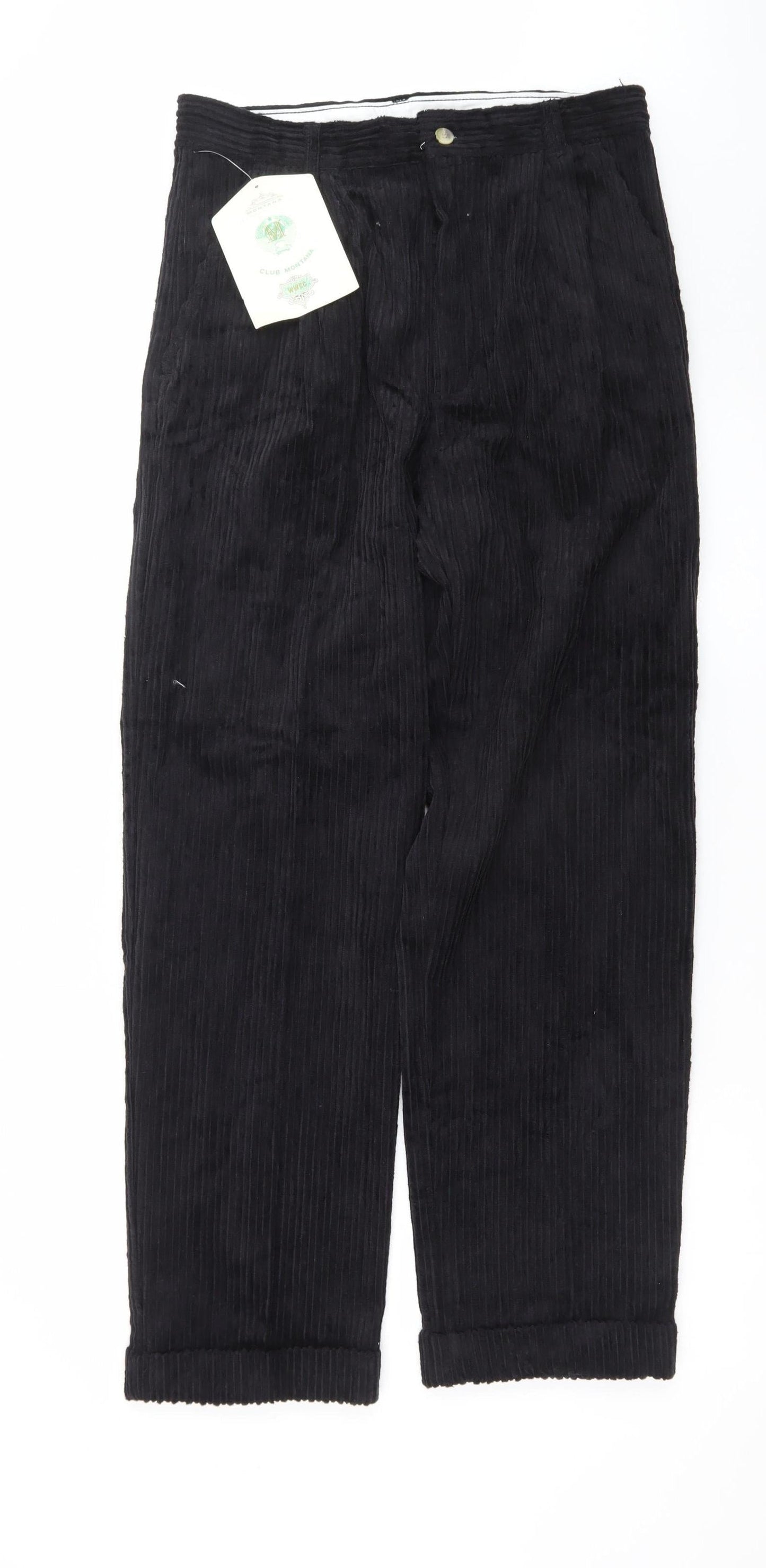Club Montana Men's Black Corduroy Trousers 32x31 Regular Fit