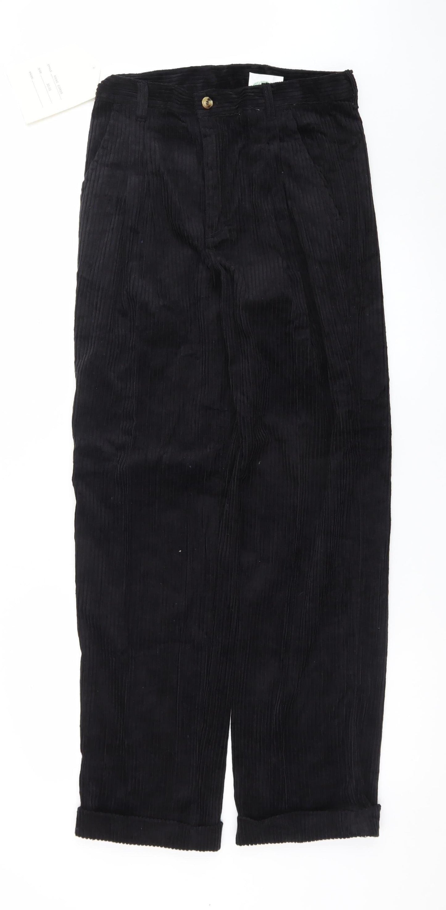 Club Montana Men's Black Corduroy Pleated Trousers Size 32x33