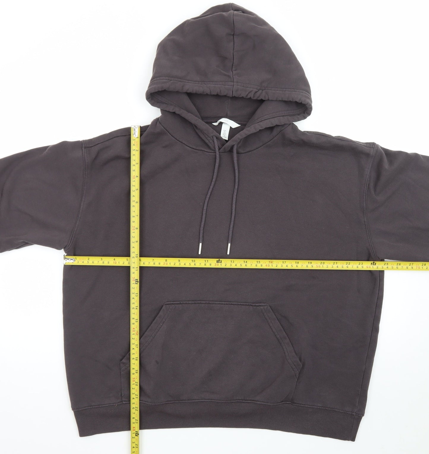 H&M Men’s Black Pullover Hoodie Cotton Blend Size L Casual Comfort