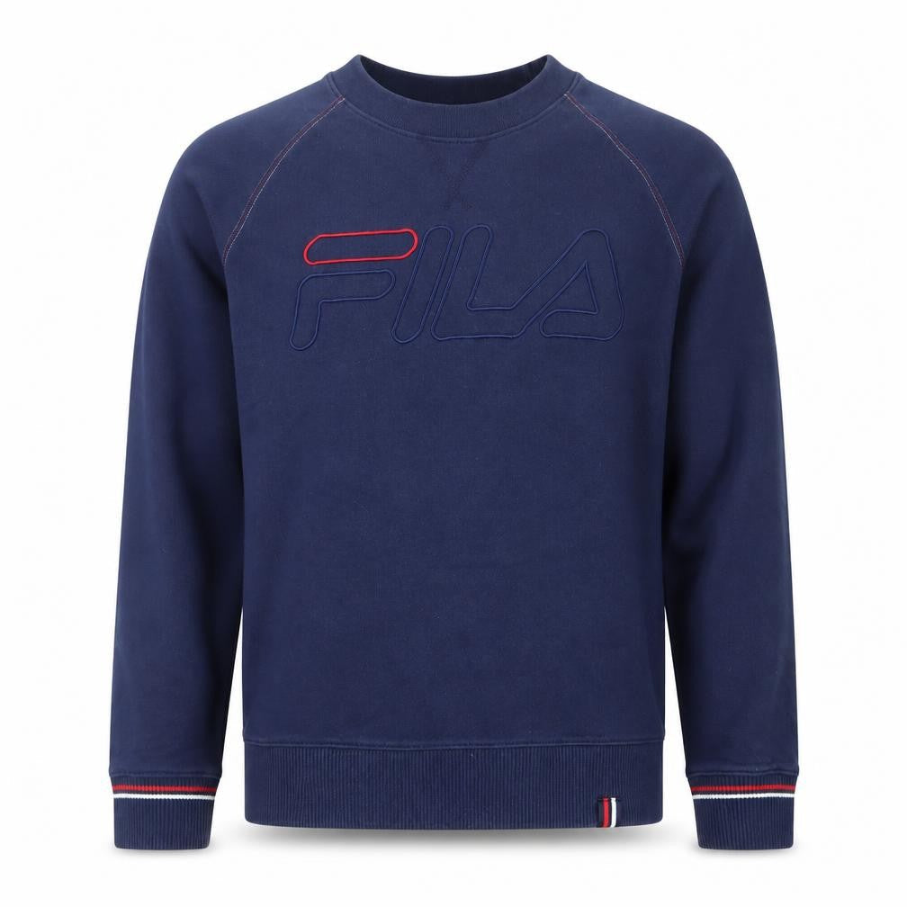 Fila Men's Navy Blue Crew Neck Sweatshirt Size S Cotton Blend