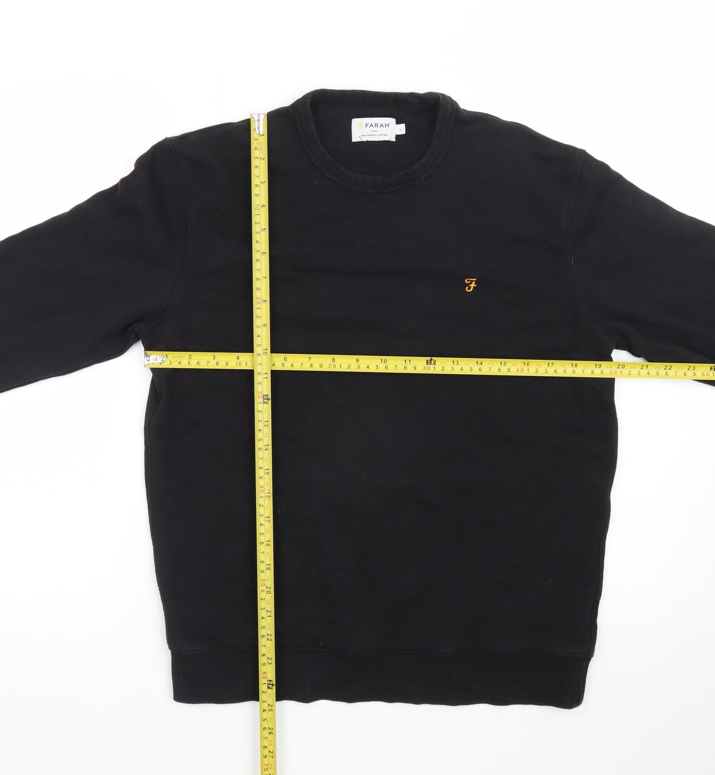 Farah Men's Black L Pullover Cotton Crew Neck Sweatshirt