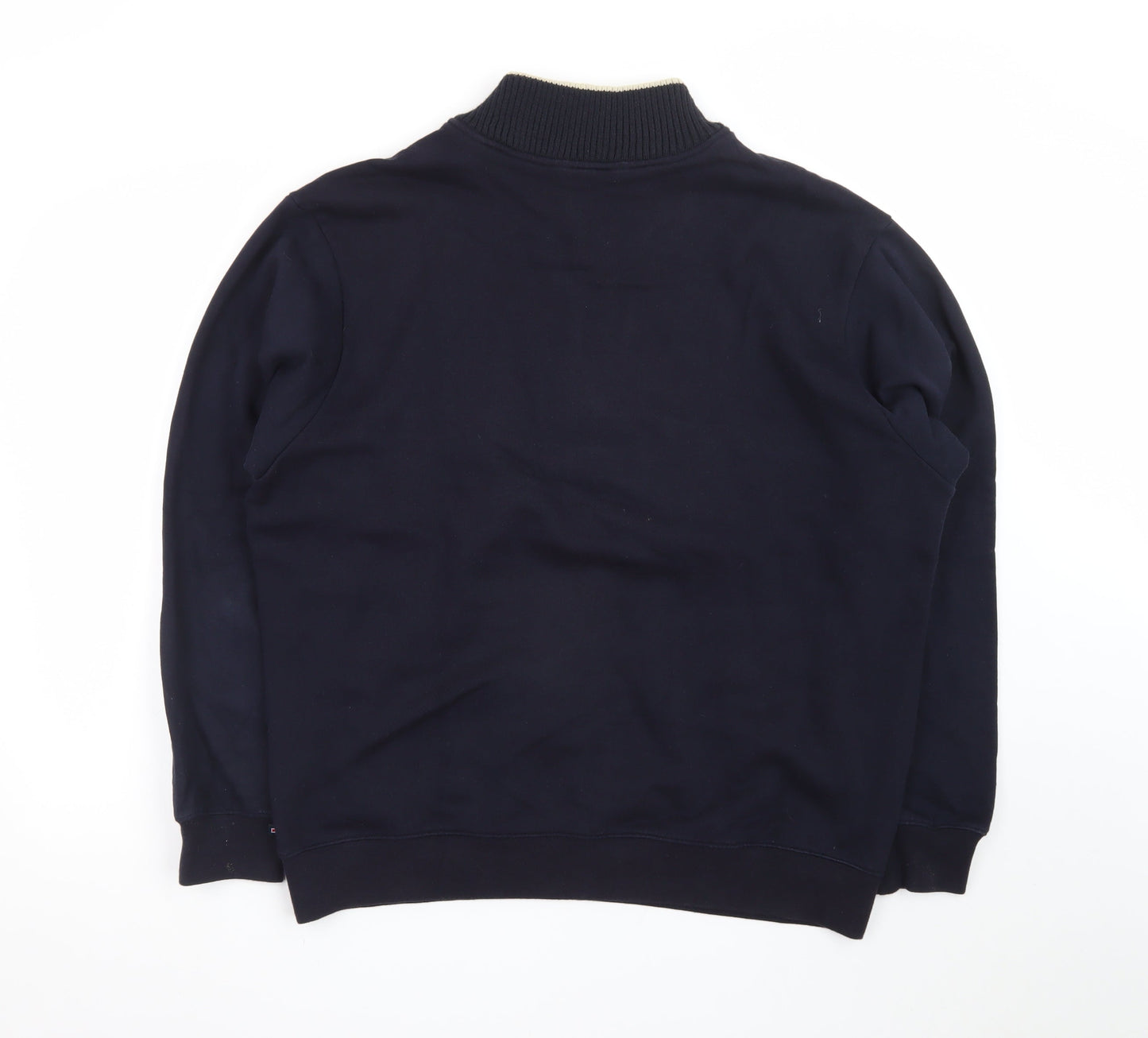 Marks and Spencer Men's Navy 1/4 Zip Knit Panel Sweatshirt L