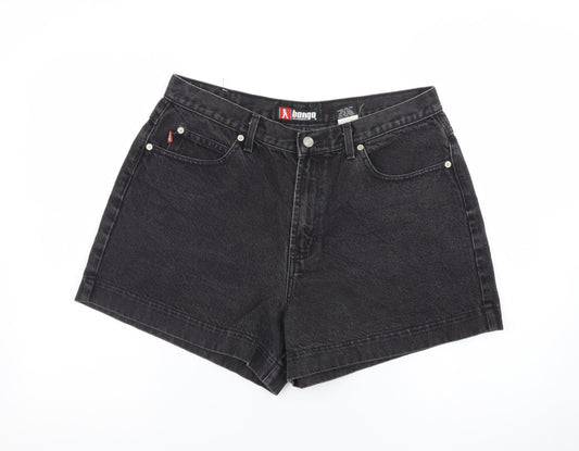 Bongo Womens Black High Waist Denim Shorts Size 14 Cotton Vintage