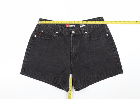 Bongo Womens Black High Waist Denim Shorts Size 14 Cotton Vintage