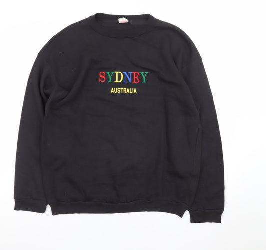 Golden Swan Men’s Black Sydney Australia Embroidered Cotton Sweatshirt L