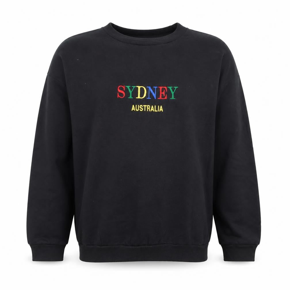 Golden Swan Men’s Black Sydney Australia Embroidered Cotton Sweatshirt L