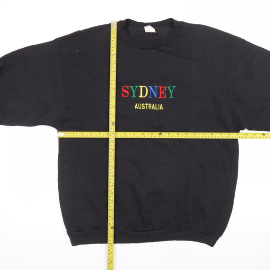 Golden Swan Men’s Black Sydney Australia Embroidered Cotton Sweatshirt L