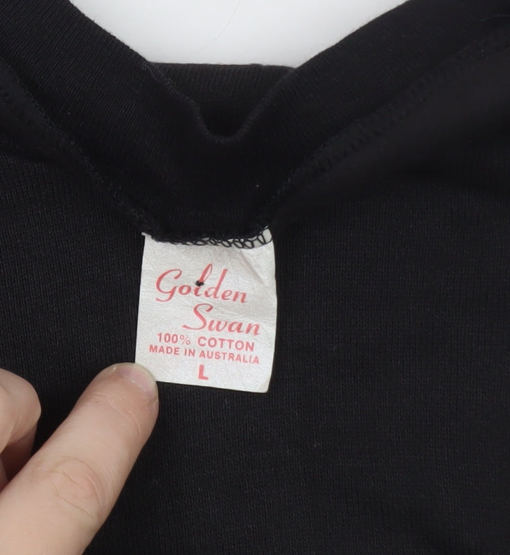 Golden Swan Men’s Black Sydney Australia Embroidered Cotton Sweatshirt L