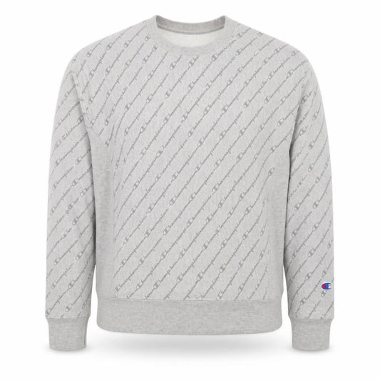 Champion Men's Grey Reverse Weave Logo Crew Neck Sweatshirt Small