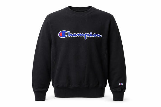 Champion Men's Black Small Reverse Weave Logo Sweatshirt