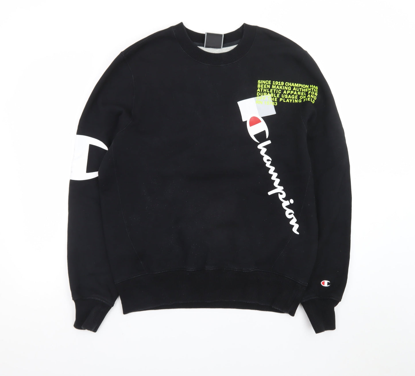 Champion Men's Black Medium Crew Neck Graphic Sweatshirt