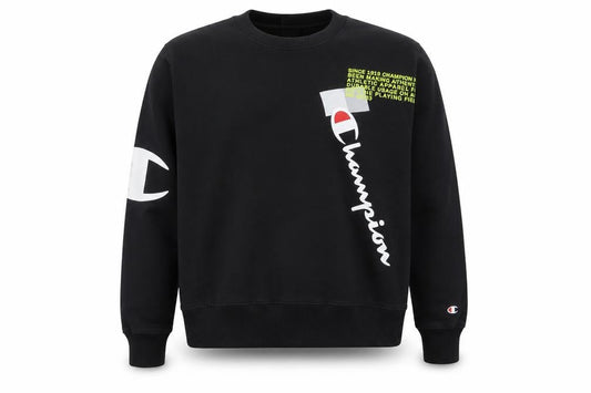 Champion Men's Black Medium Crew Neck Graphic Sweatshirt