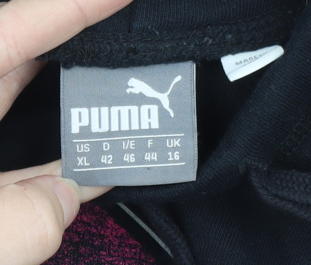 Puma Womens Black Size 16 Pullover Sweatshirt with Pink Logo