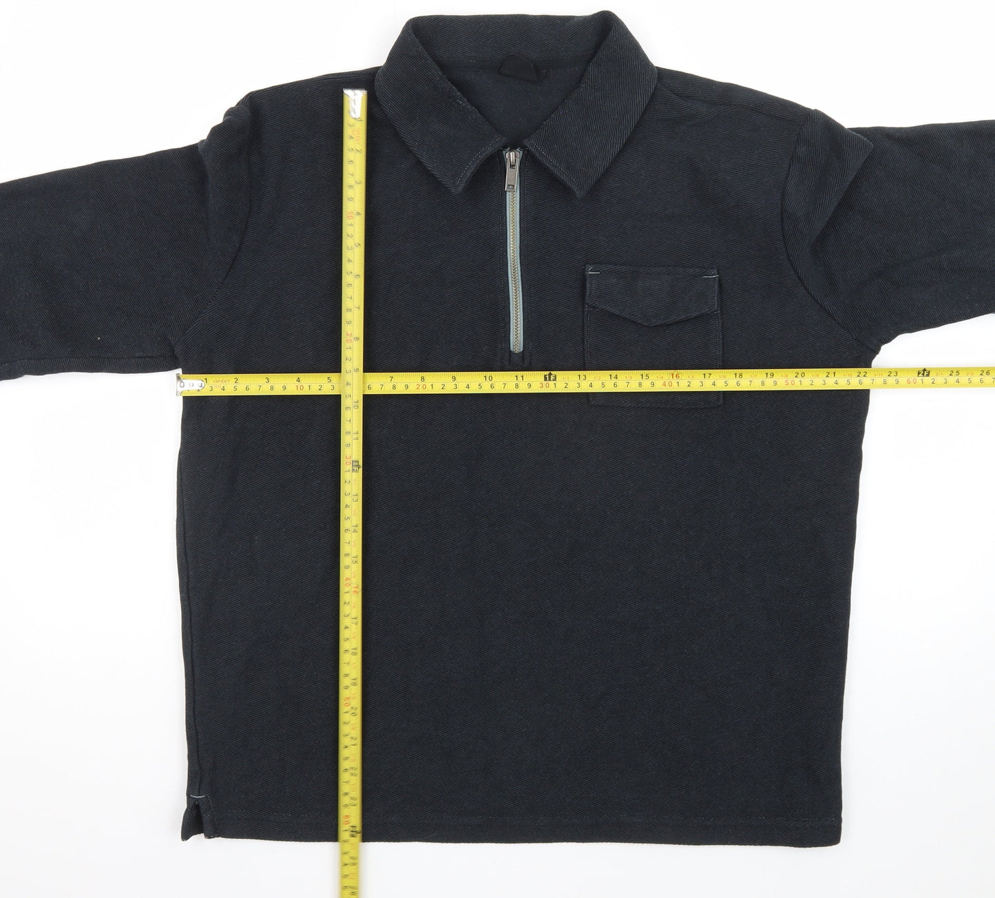 Marks and Spencer Men's Black L 1/4 Zip Collared Sweatshirt