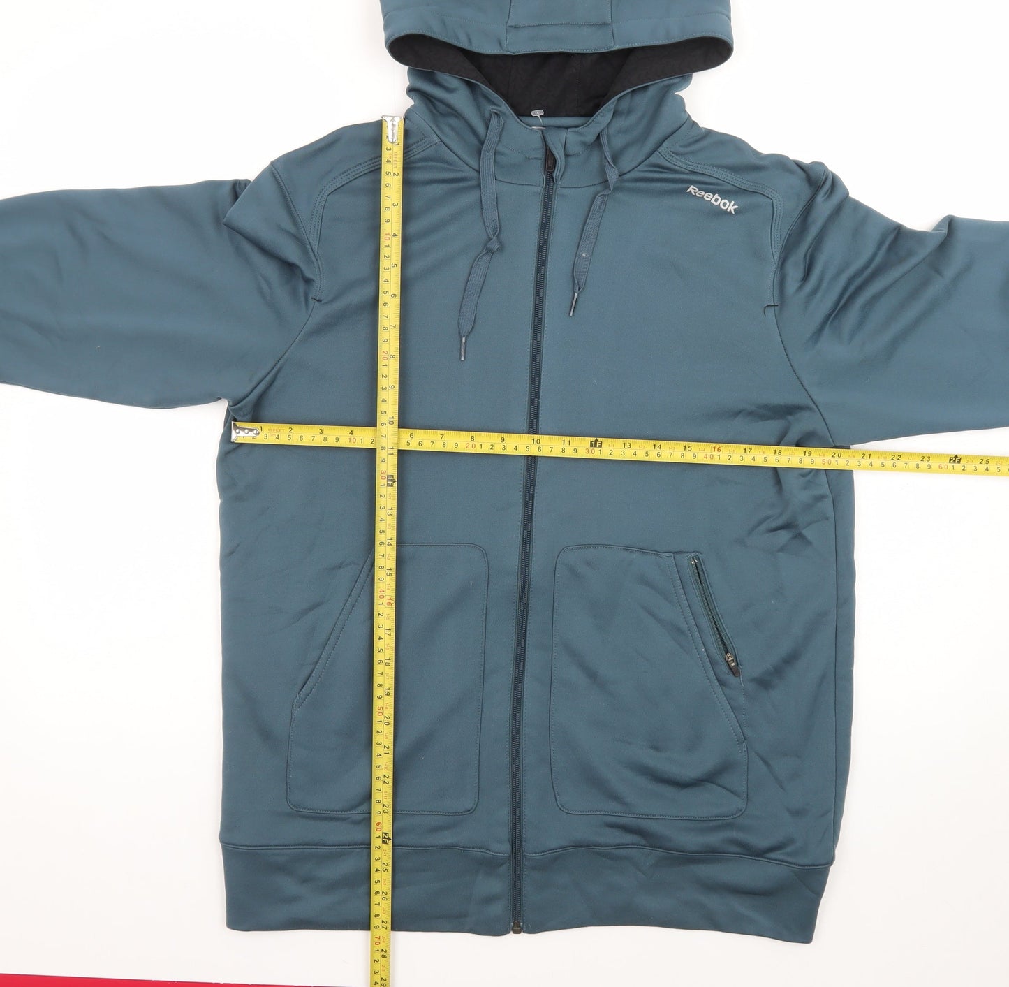 Reebok Men Blue Full Zip Hoodie Size M Regular Fit Sportswear