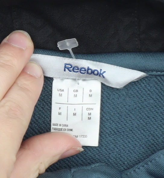 Reebok Men Blue Full Zip Hoodie Size M Regular Fit Sportswear