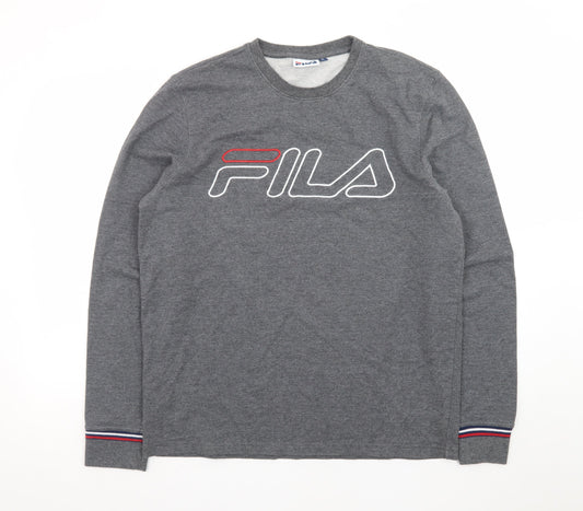 Fila Men's Grey Logo Pullover Sweatshirt Size M