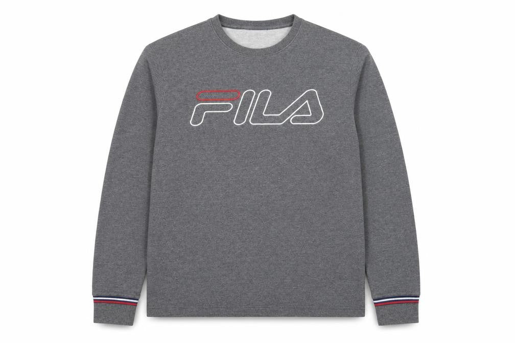 Fila Men's Grey Logo Pullover Sweatshirt Size M