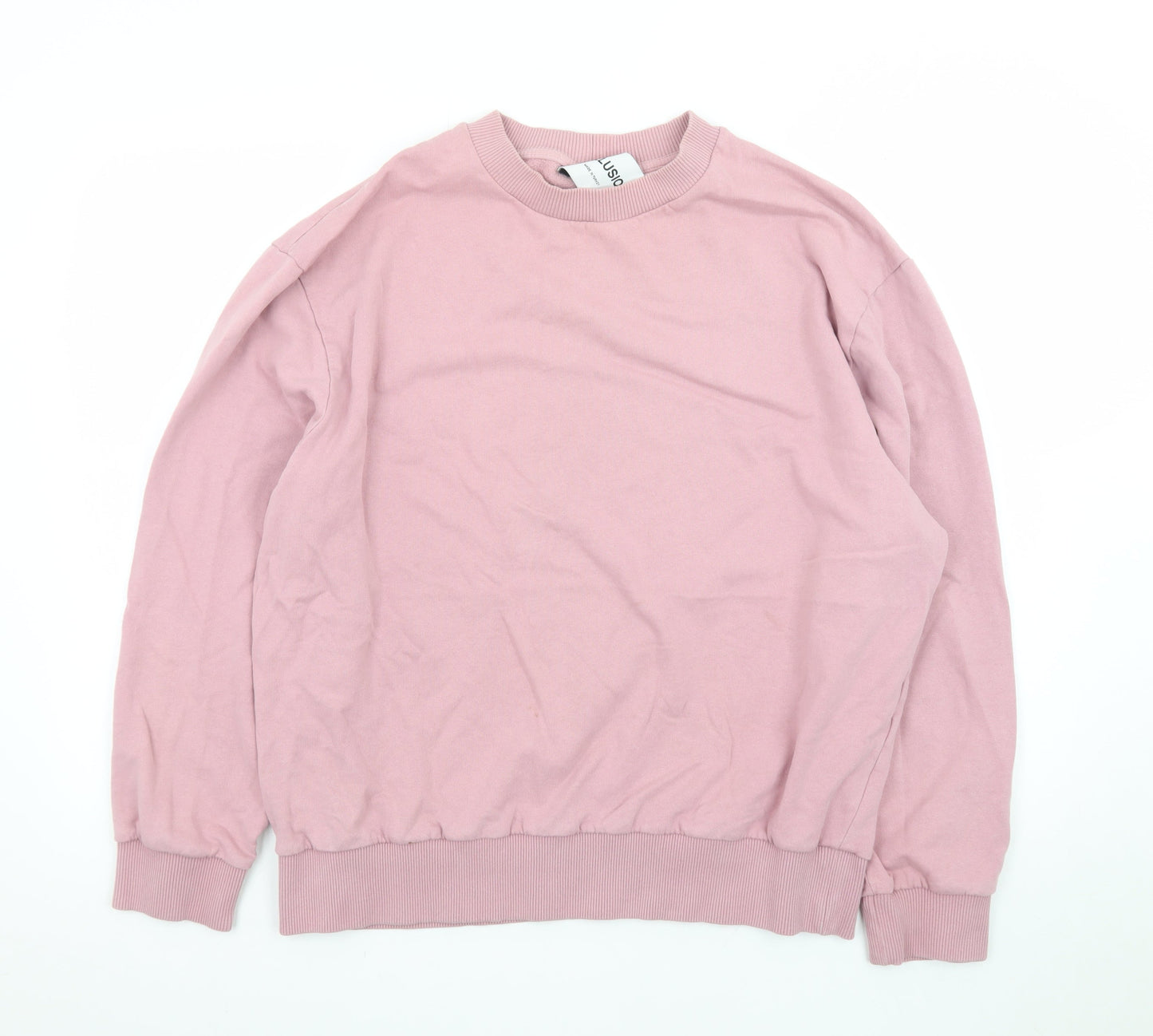 Collusion Mens Pink Crew Neck Cotton Pullover Sweatshirt Size L