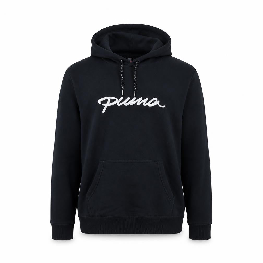 Puma Men's Black Pullover Hoodie L Logo Sportswear Sweatshirt