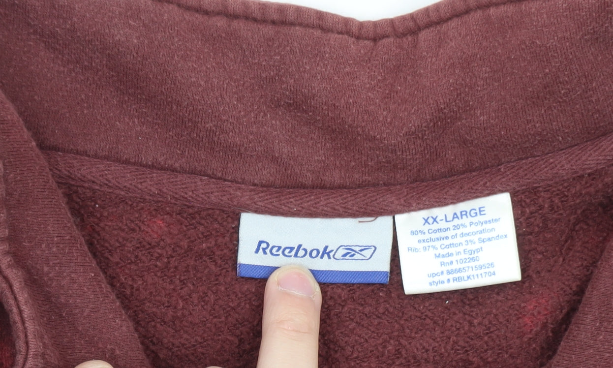 Reebok Men's Burgundy 1/2 Zip Sweatshirt XXL Cotton Blend Tie-Dye Style