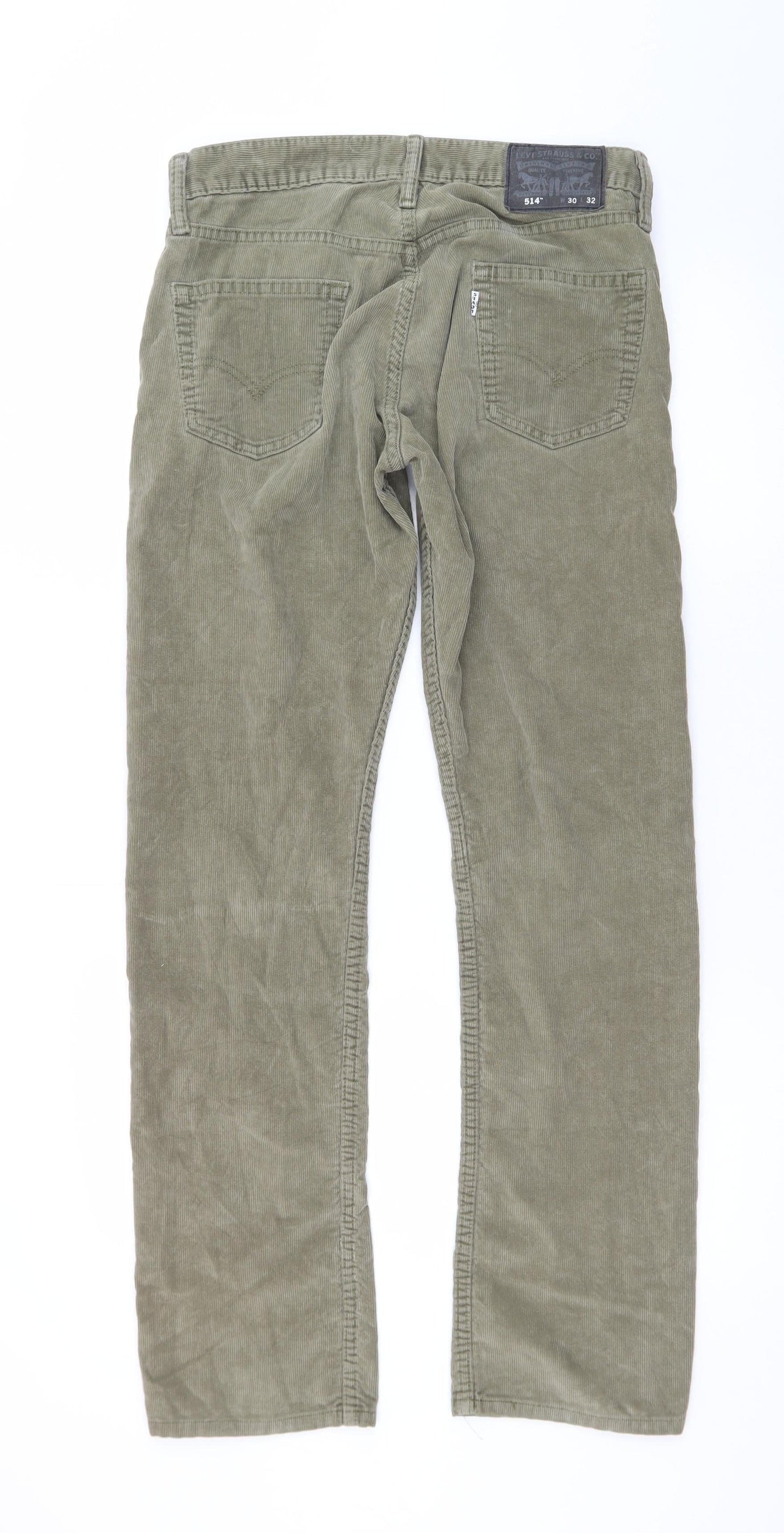 Levi's Men's Green Corduroy 514 Straight Trousers 30x32
