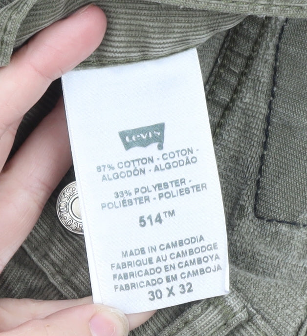 Levi's Men's Green Corduroy 514 Straight Trousers 30x32