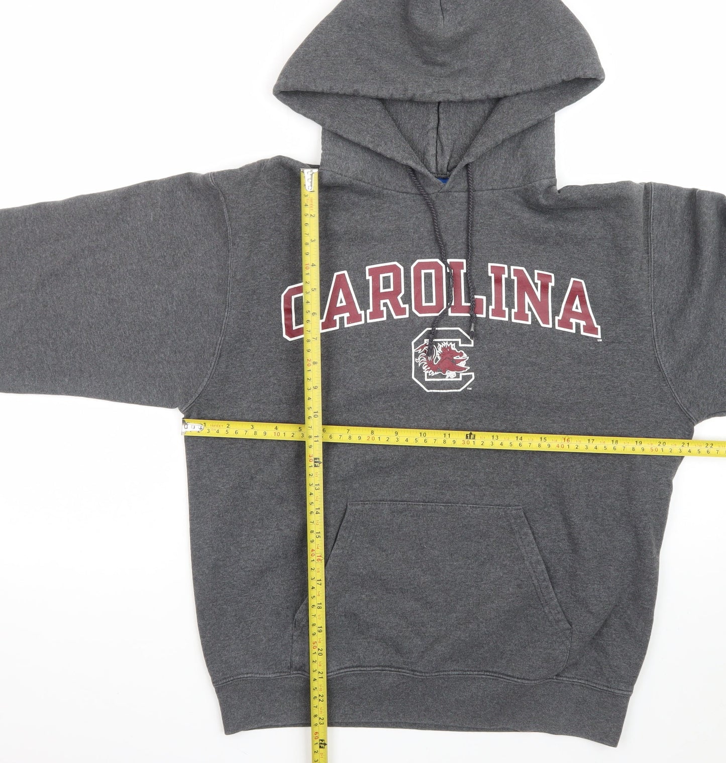 Champion Men's Grey Pullover Hoodie Medium Graphic Fleece