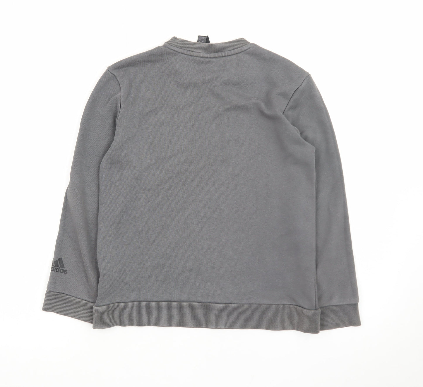 Adidas Boys Grey Sweatshirt Size 10 Years Pullover Crew Neck Logo Print