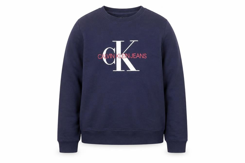 Calvin Klein Jeans Boys Blue Logo Pullover Sweatshirt Size 12 Years