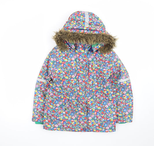 Boden Girls Multicoloured Floral Hooded Puffer Jacket 7-8 Years Winter Coat