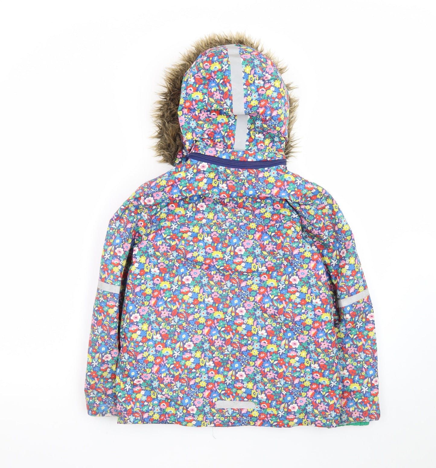 Boden Girls Multicoloured Floral Hooded Puffer Jacket 7-8 Years Winter Coat