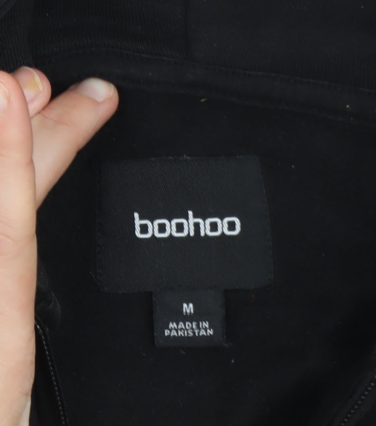 boohoo Men's Black Full Zip Hoodie Size M Regular Fit