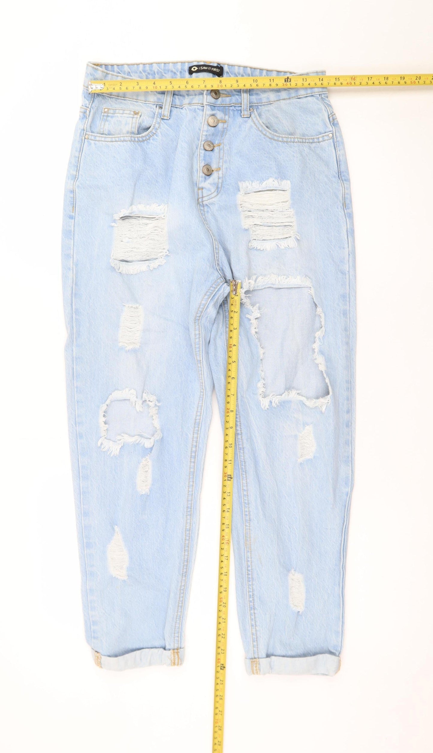 I Saw It First Women's Blue Distressed Mom Jeans Size 16