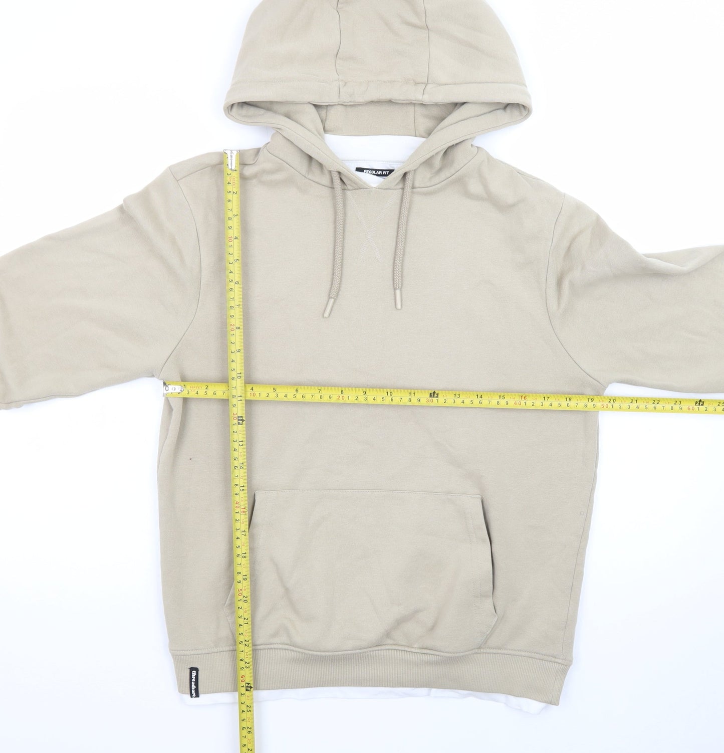 Threadbare Mens Beige Pullover Hoodie Size S Regular Fit