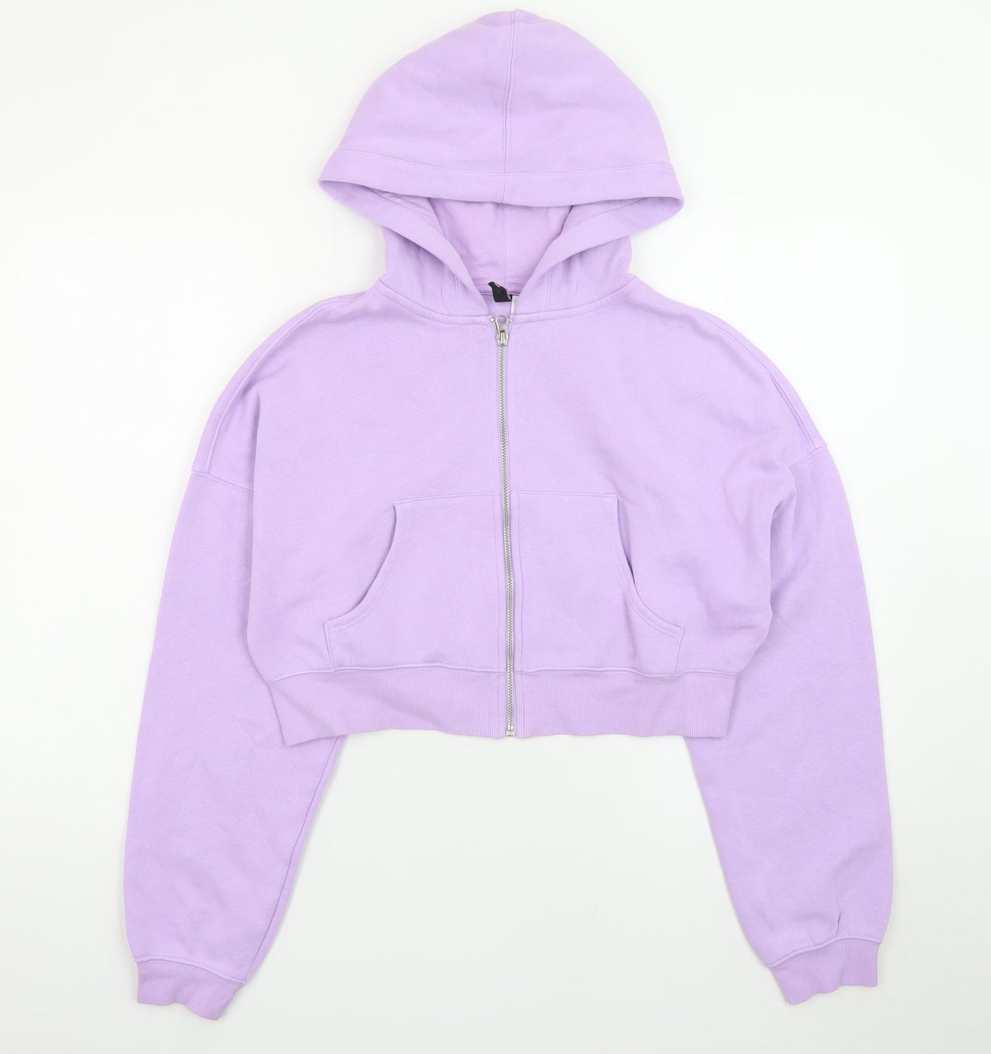 H&M Divided Womens Purple Full Zip Cropped Hoodie Size M