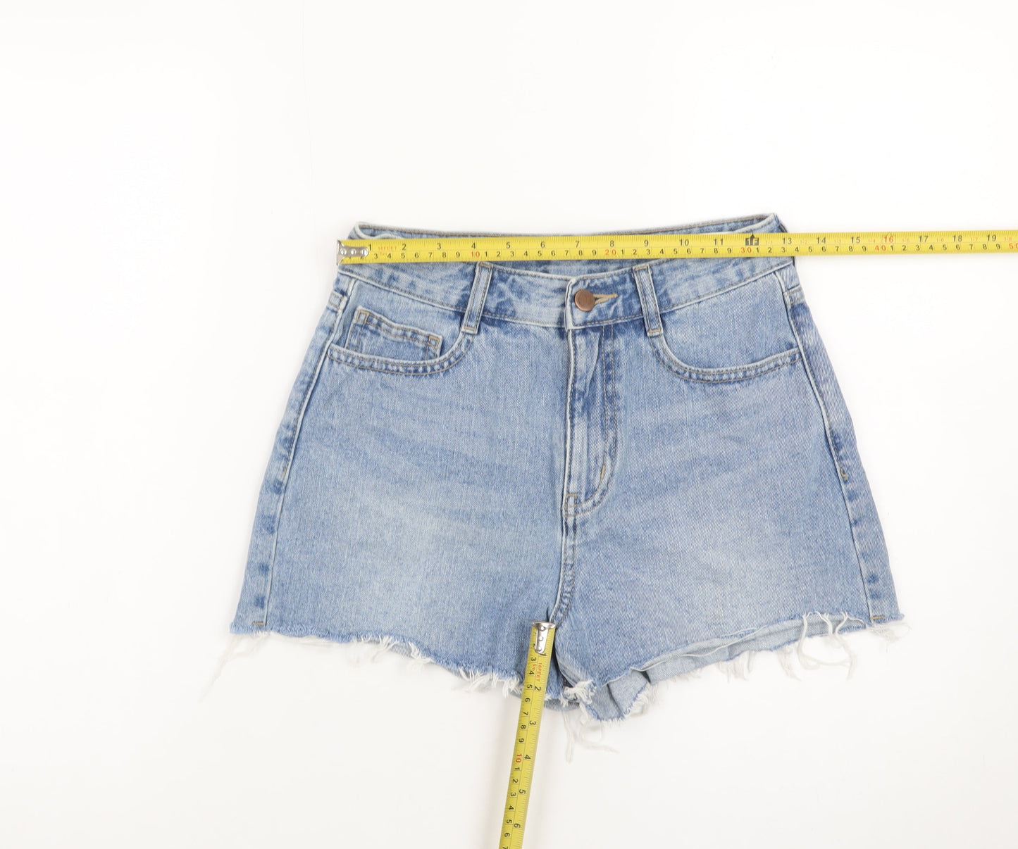 AURA Womens Blue Denim Cut-Off Shorts Size 10 High Waist